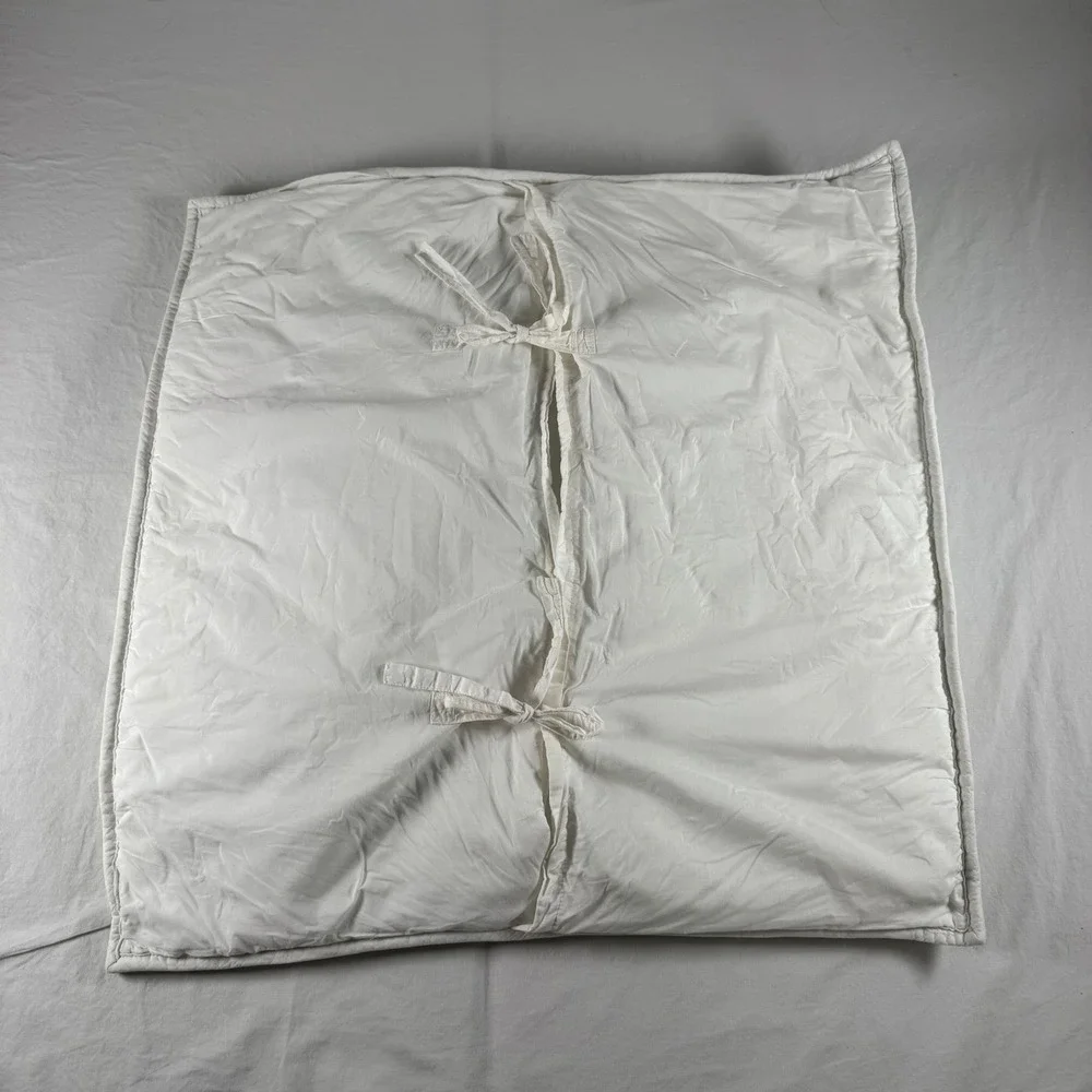 Pottery Barn White Pintuck Embroidered Multi-Colored Floral Tufts Euro Sham